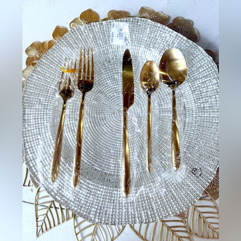 Fortessa Velo Brushed Gold plated high end flatware.  NEW!